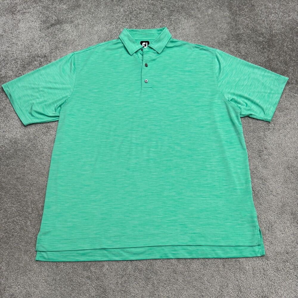 FootJoy Golf Athletic Polo Shirt FJ Mens 2XL Seafoam Green Heather Stretch